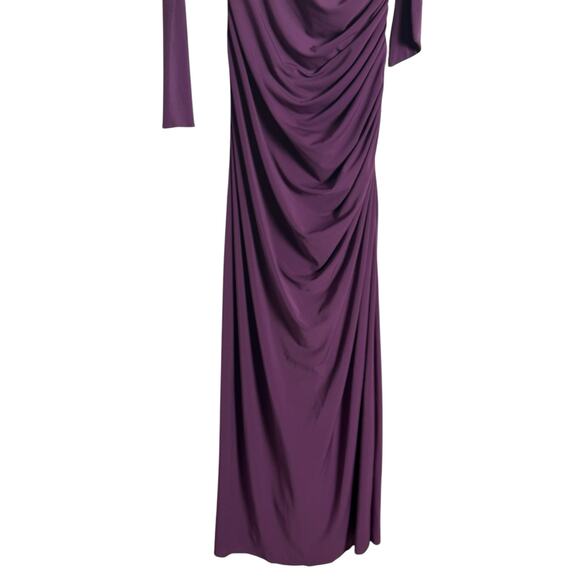 Halston Kamilah Jersey Purple One Shoulder Ruched Slit Cocktail Gown Size 4 - Picture 14 of 16